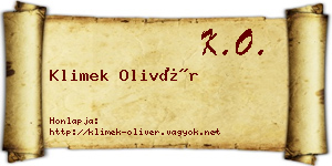 Klimek Olivér névjegykártya